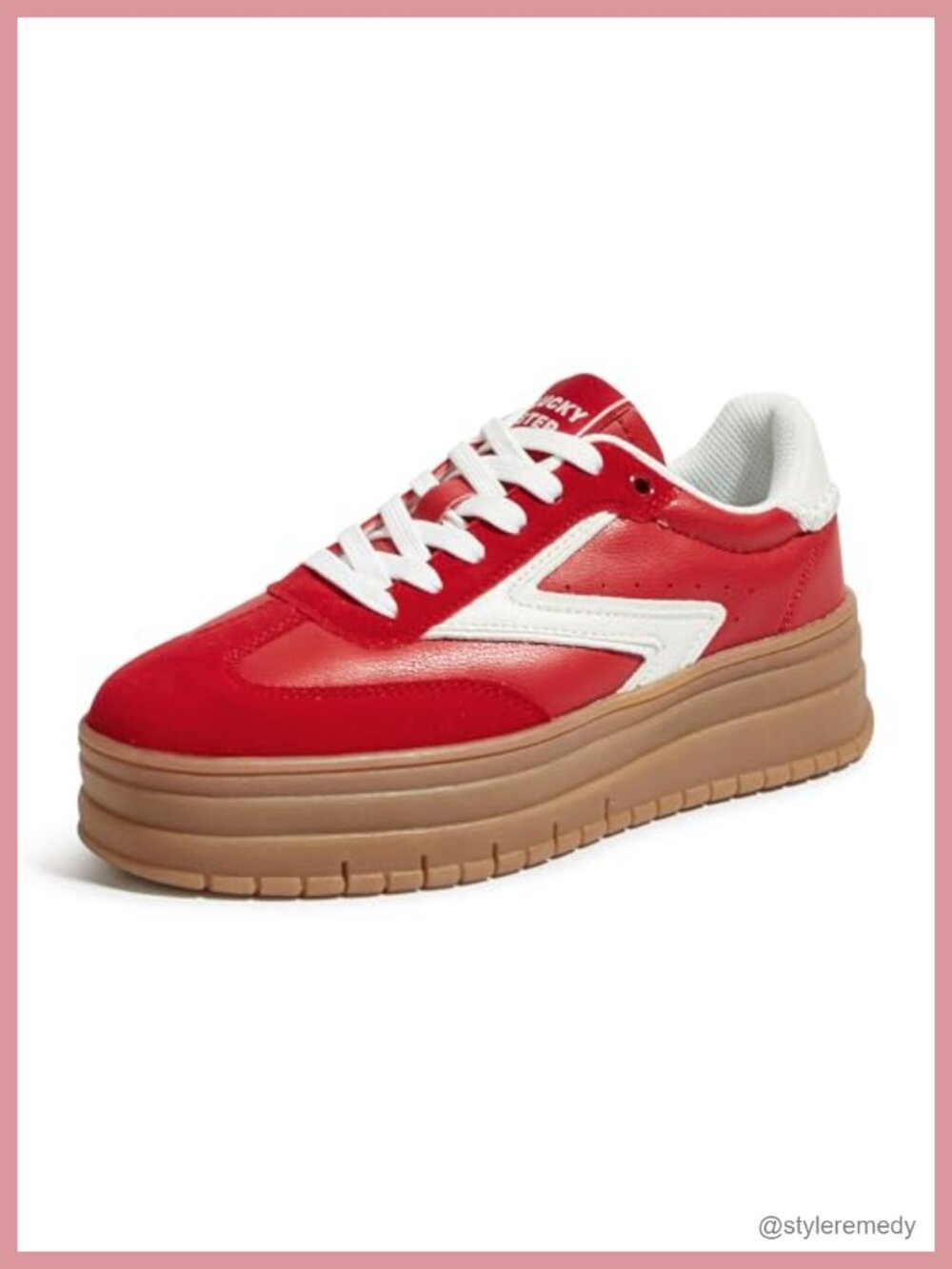 Women's Platform Sneakers Faux Leather Thick Sole Retro Lace-Up Athletic Shoes